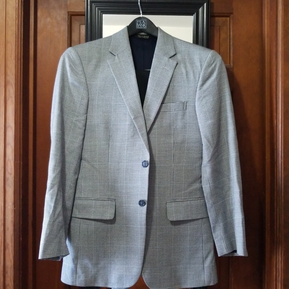 Jos. A. Banks houndstooth suit with black pants